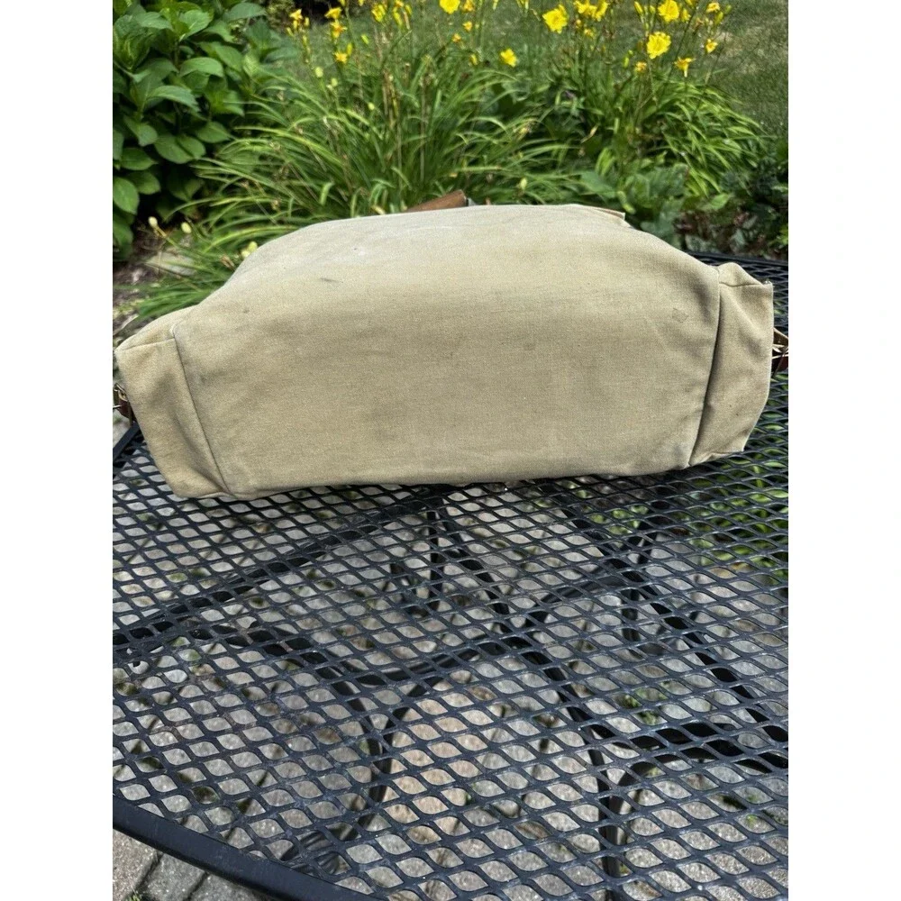 Vintage ORVIS Canvas Leather Duffle Fishing Shoulder Bag Khaki Made USA